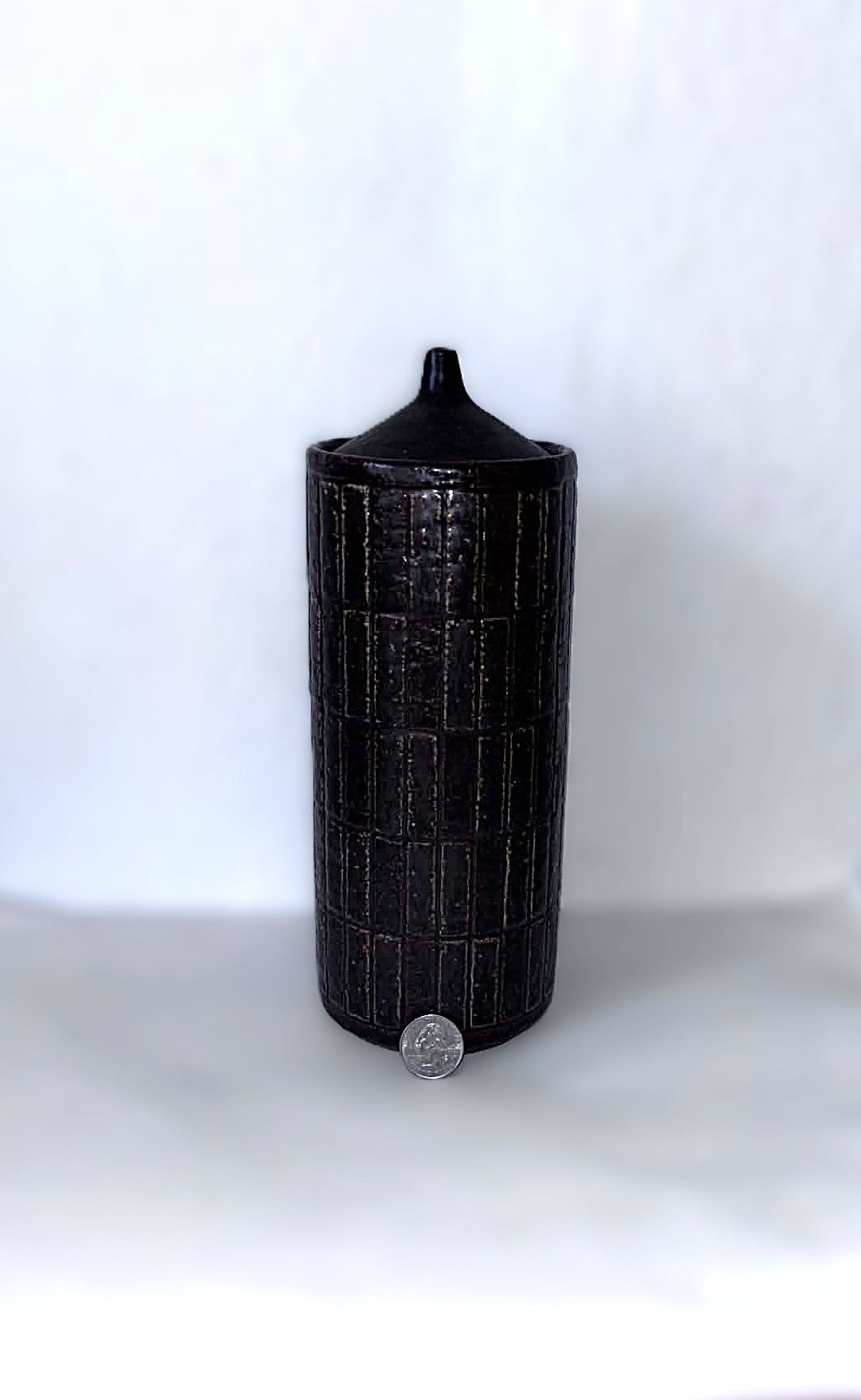 Lidded stoneware vase from Palshus design by P. Linnemann-Schmidt, Denmark 1950s