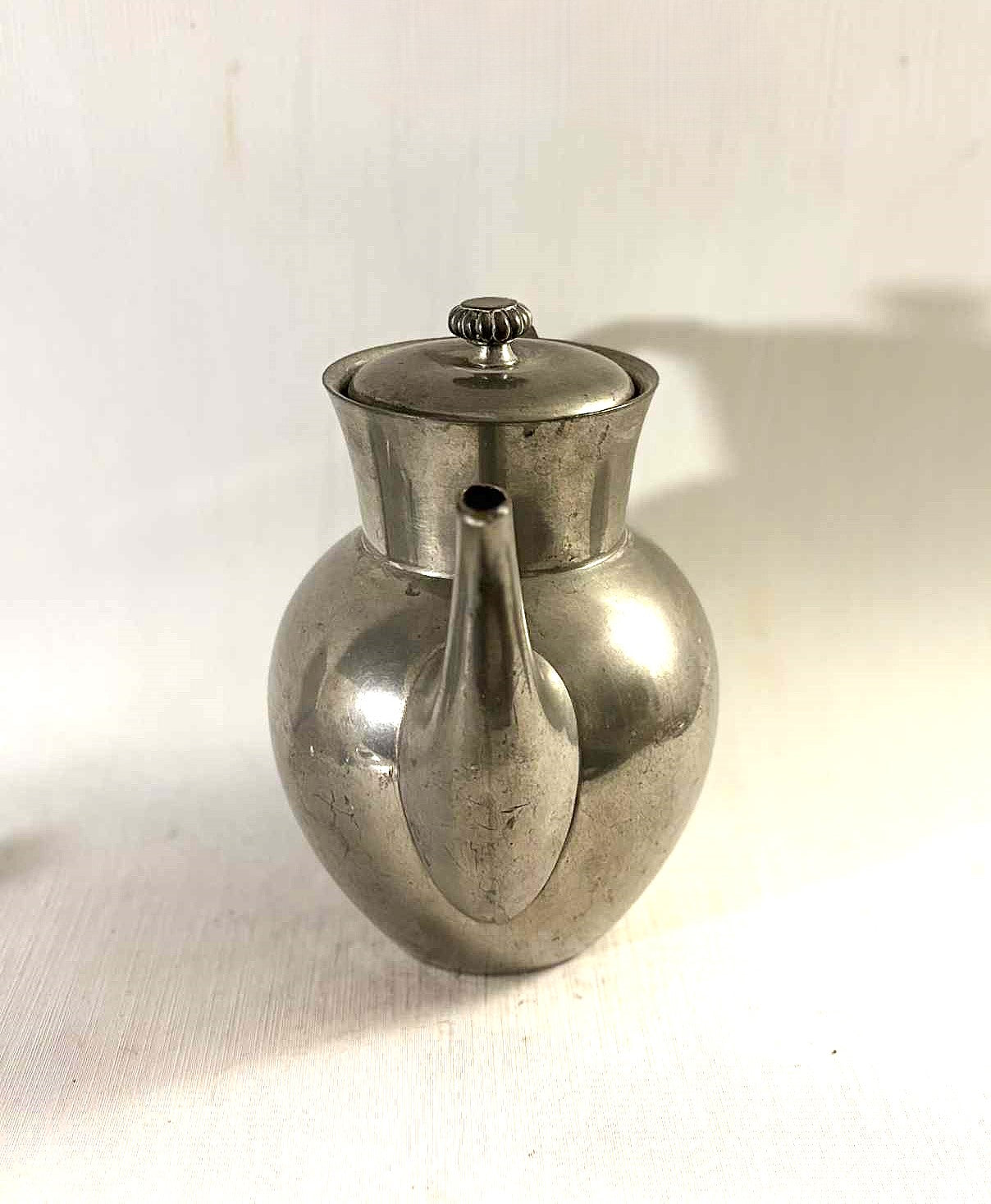 Just Andersen coffee pot with bast handle made of pewter