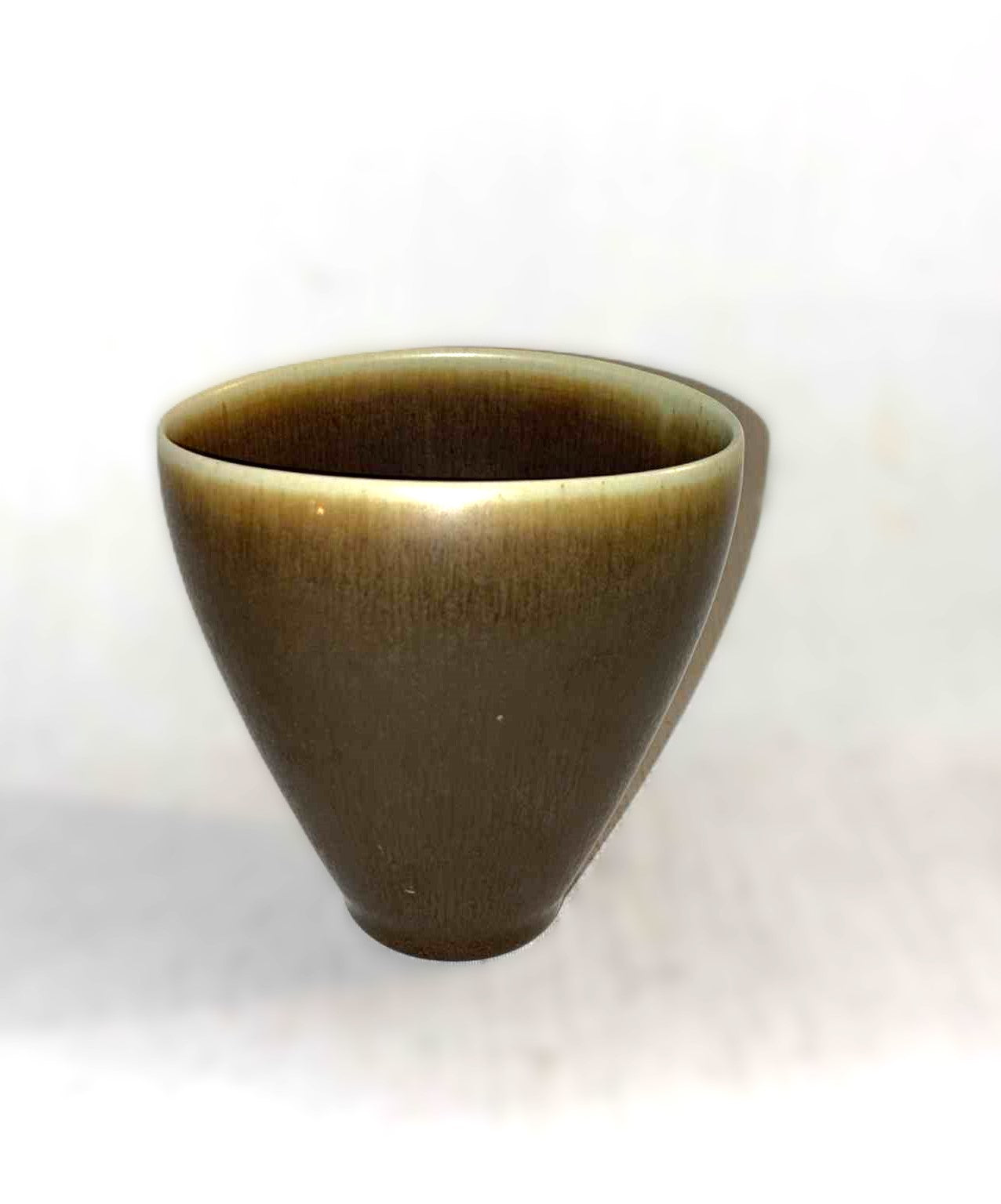 1960年代、デンマーク、パルシュース産の緑色の野ウサギの毛皮釉を施したミッドセンチュリーのストーンウェアの花瓶