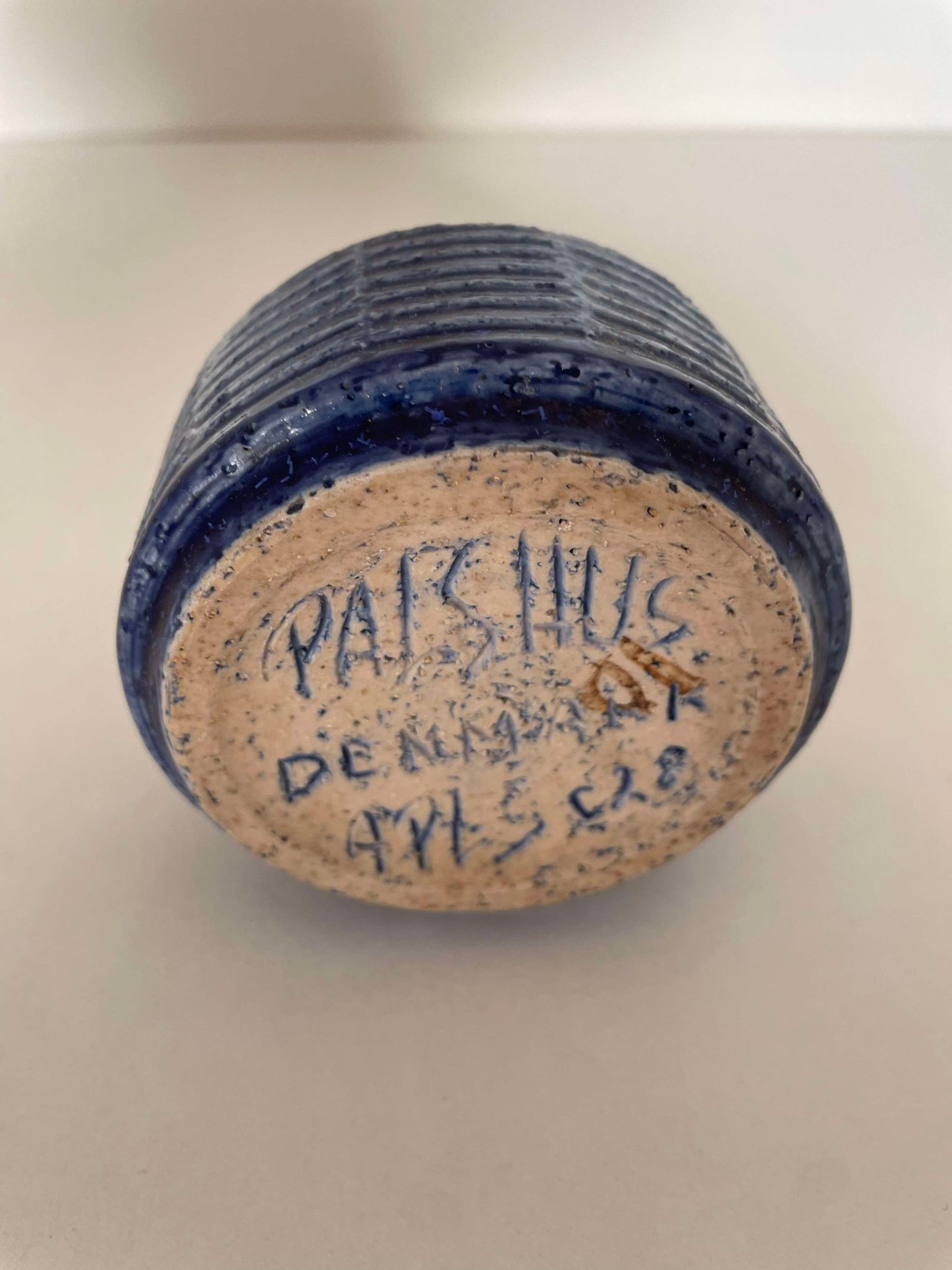 Mid-century stoneware vase in chamotte style from palshus, denmark
