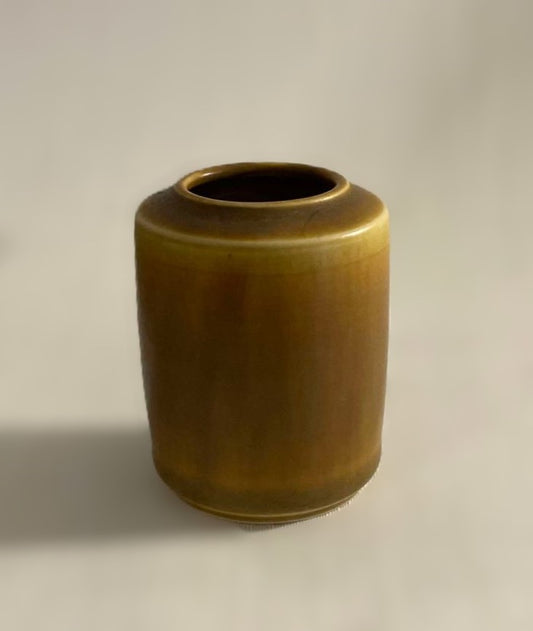 リンネマン＝シュミット著、デンマーク、パルシュス、茶色のヘアスファー釉の石器の花瓶、1960