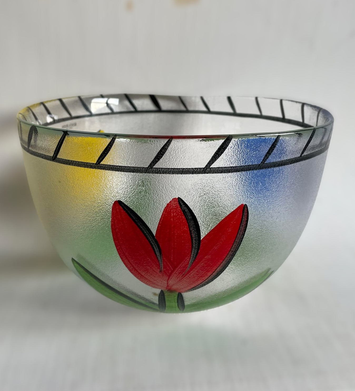 Smuk håndmalet glasskål, design af Ulrica Hydman-Vallien for Kosta Boda, Sverige 1970erne - nr. 250650