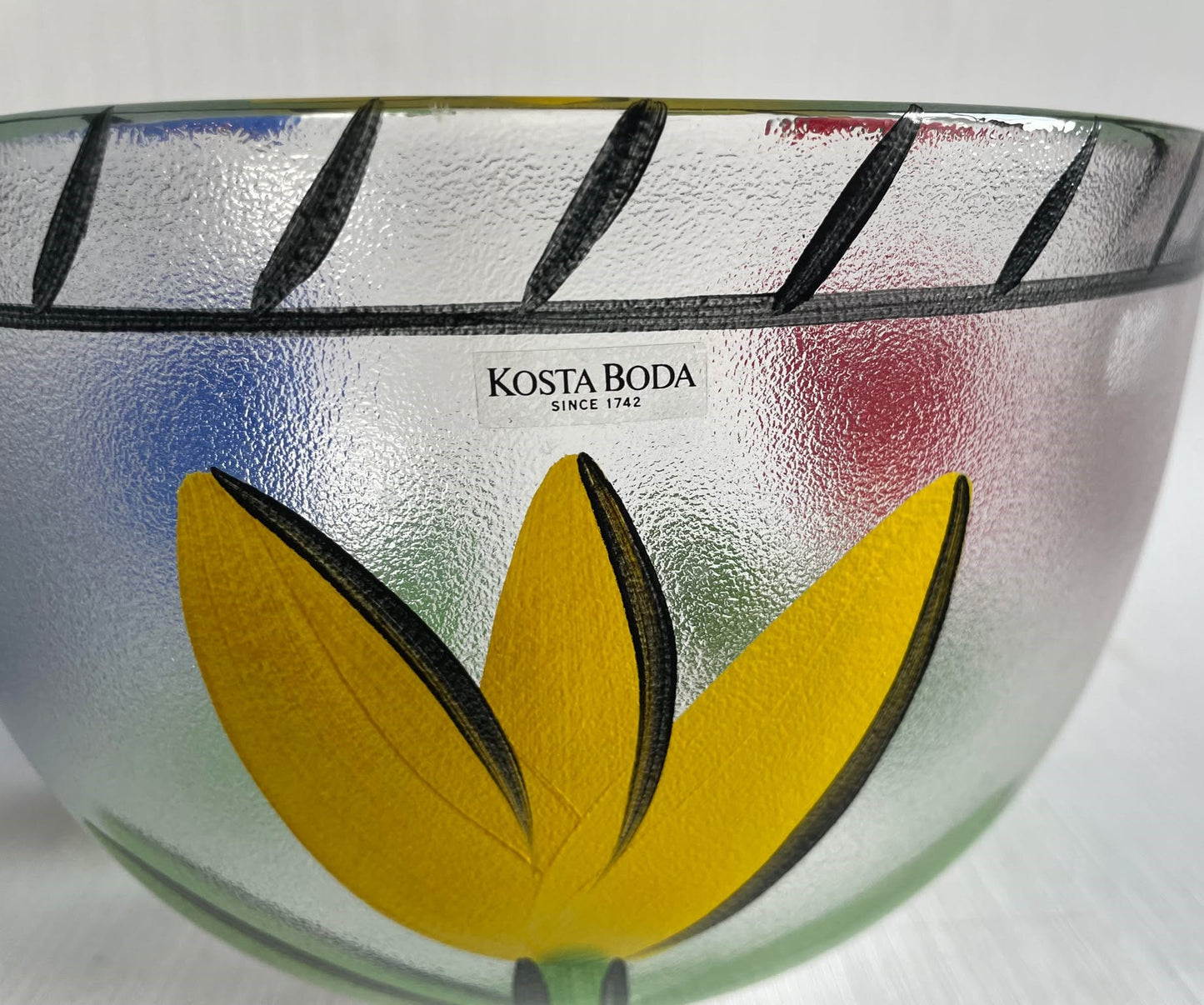 Smuk håndmalet glasskål, design af Ulrica Hydman-Vallien for Kosta Boda, Sverige 1970erne - nr. 250650