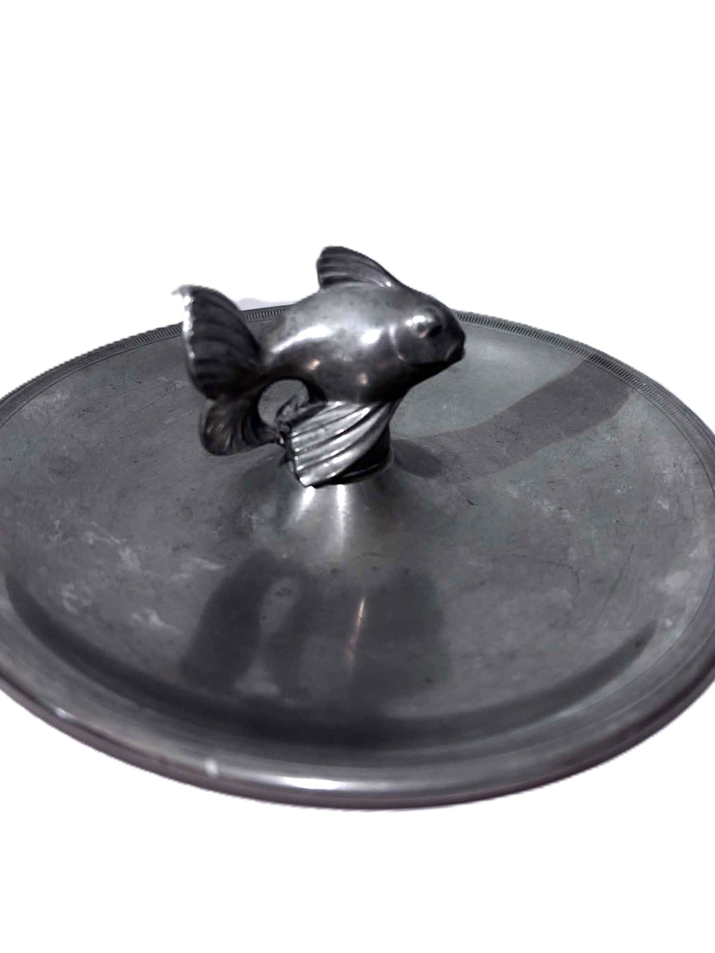 Just Andersen (Denmark, 1884-1943), Art Deco circular pewter dish with fish