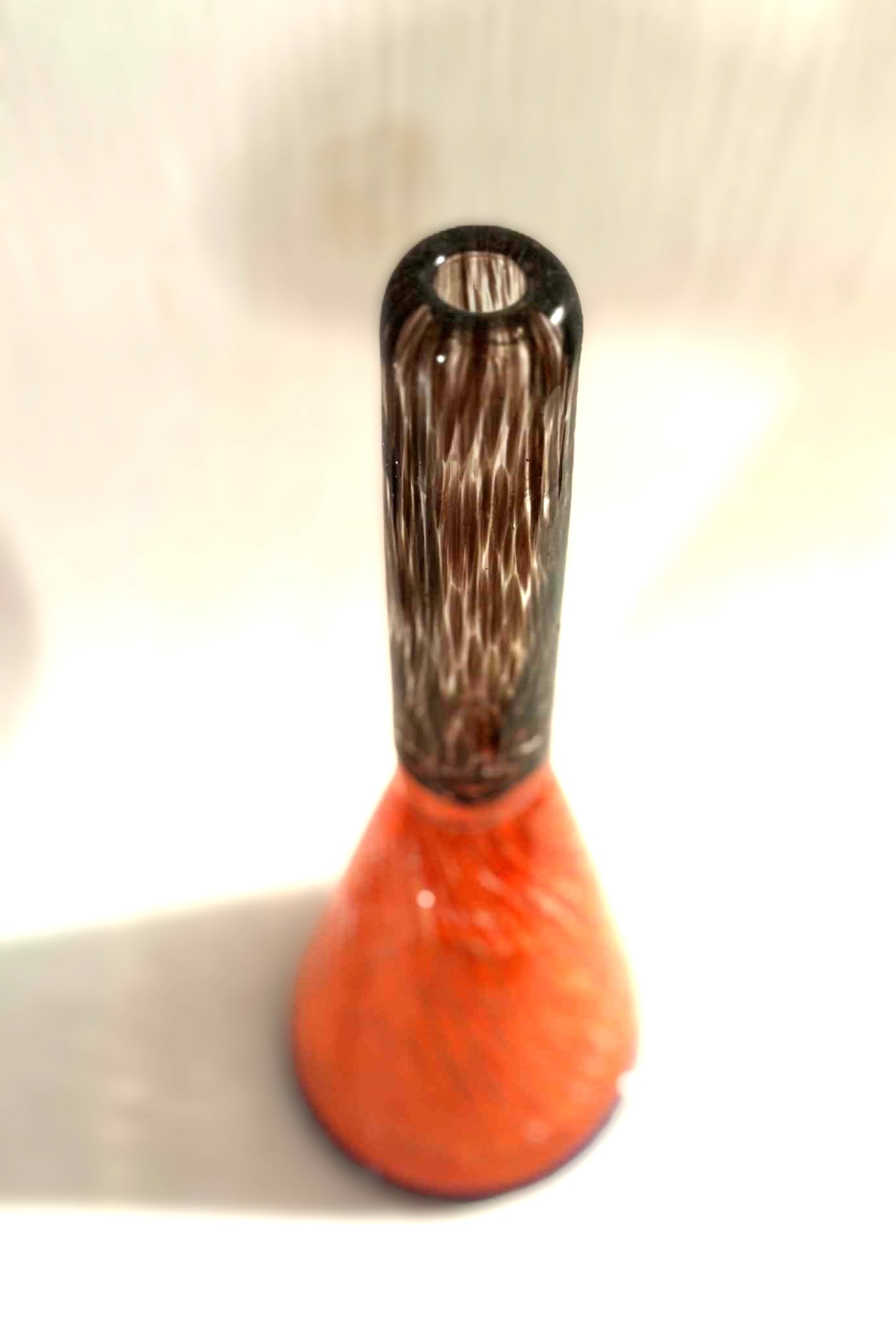 Sjældne Holmegaard glasvase i lilla og orange nuancer, 1970erne - nr. 123327