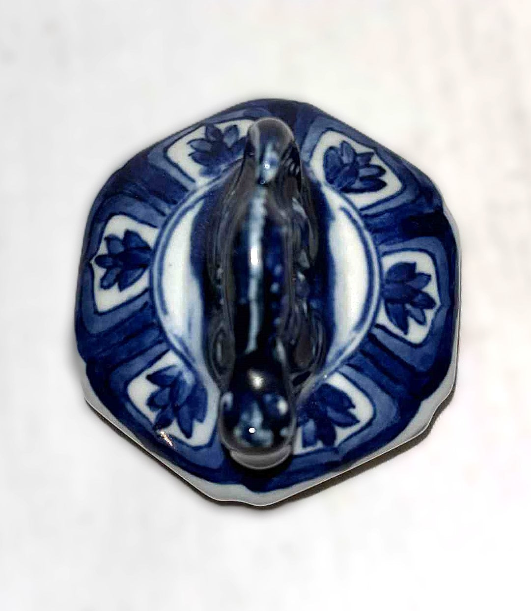 Qing Qianlong kinesisk blåhvid porcelænskrukke med låg