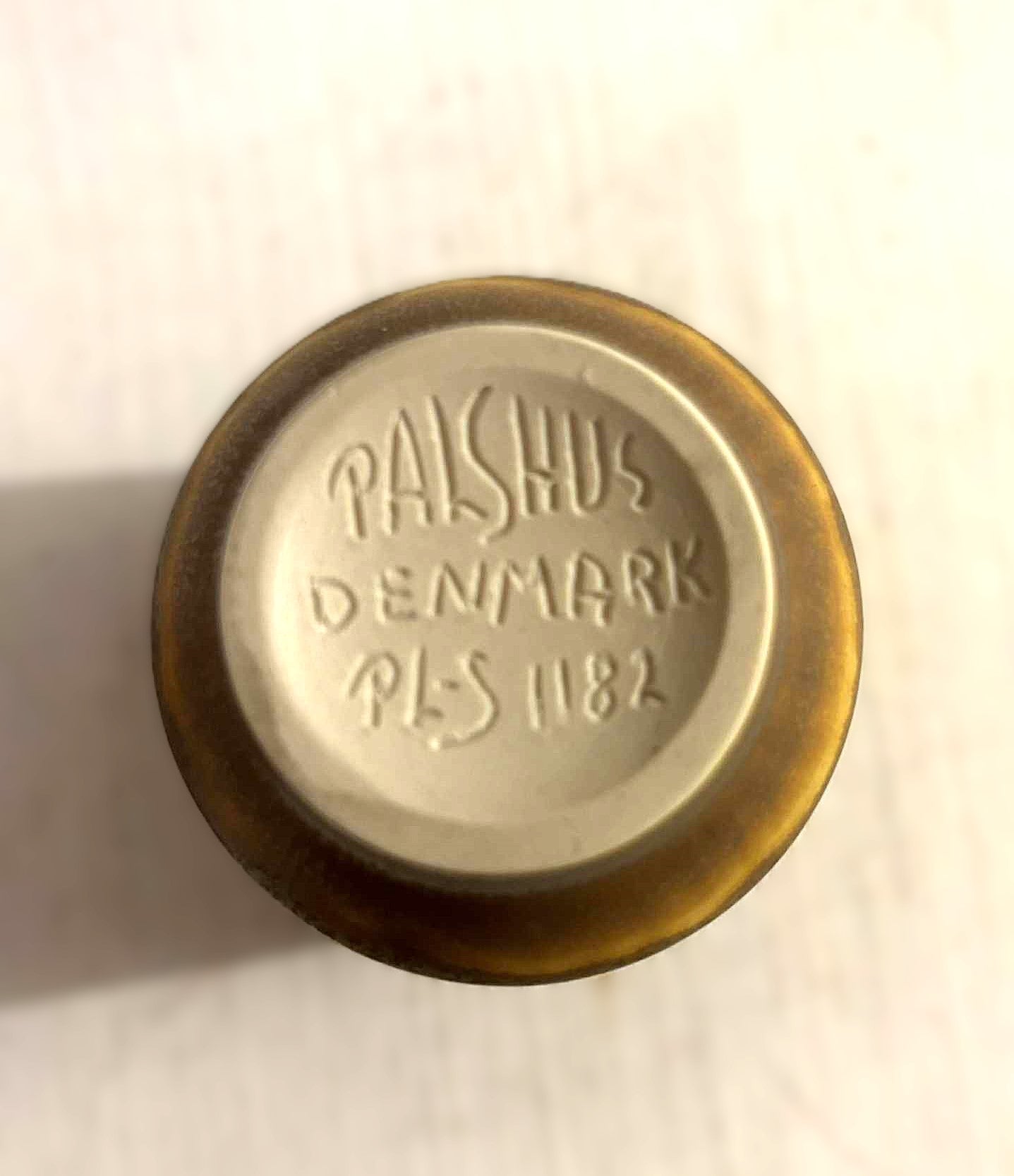 Mid-Century stoneware vase in Olive Green hare fur glaze from Palshus, Denmark 1960s