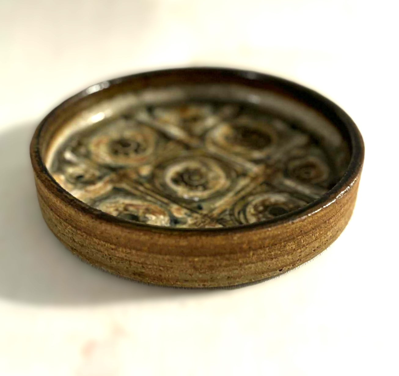 Beautiful vintage rustic stoneware bowl from Riisa ceramics, Denmark 1970s