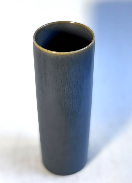 Tall Palshus vase in light blue hare fur glaze, Design by Per Linnemann Schmidt 1960s