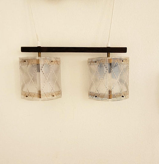 Carl Fagerlund (1915-2011) for Orrefors – vintage-pendler i glas, messing og palisander
