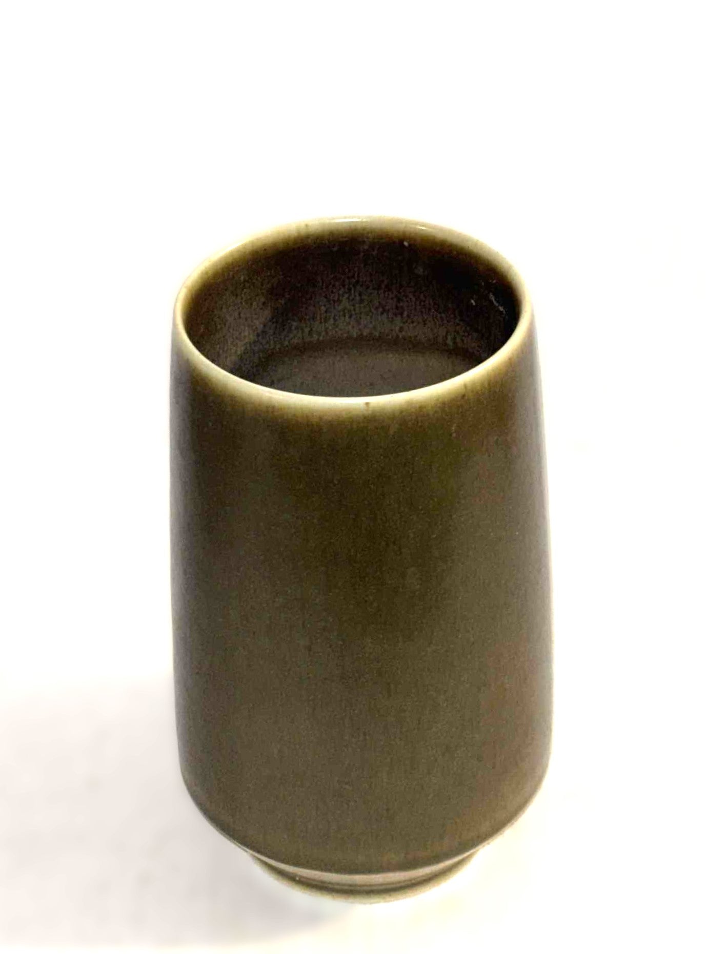 1960年代、デンマーク、パルシュース産の緑色の野ウサギの毛皮釉を施したミッドセンチュリーのストーンウェアの花瓶