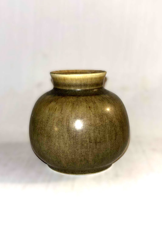 1960年代、デンマーク、パルシュース産の美しい野ウサギの毛皮釉が施されたミッドセンチュリーのストーンウェアの花瓶