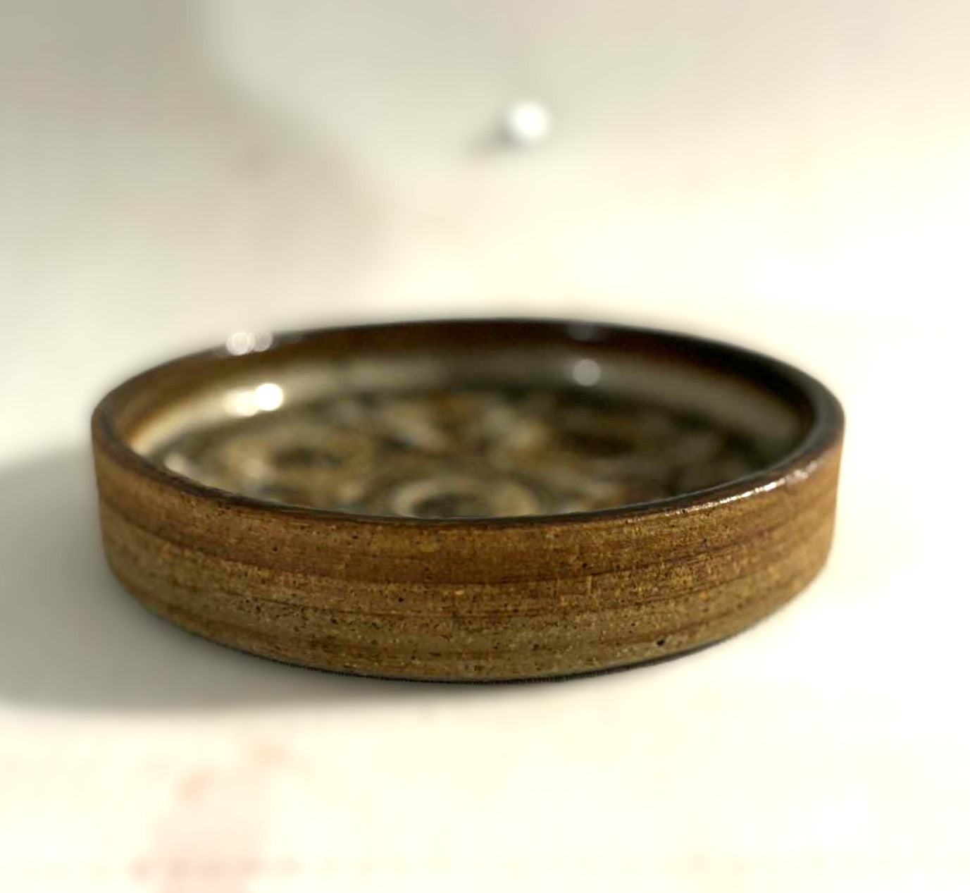 Beautiful vintage rustic stoneware bowl from Riisa ceramics, Denmark 1970s