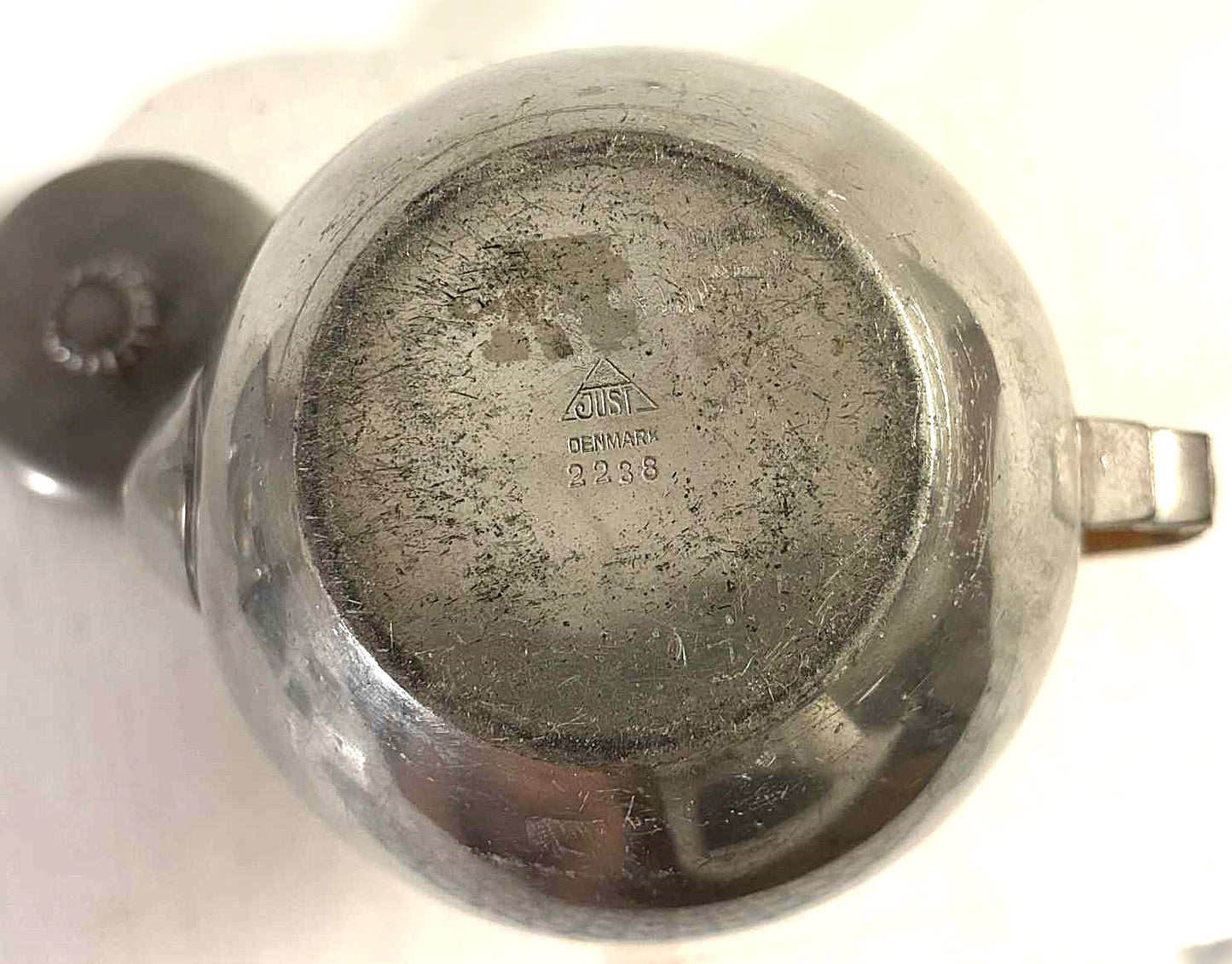 Just Andersen coffee pot with bast handle made of pewter