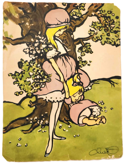 Skøn gammel originalt pin-up tryk af Christel Marott, Danmark ca. 1940