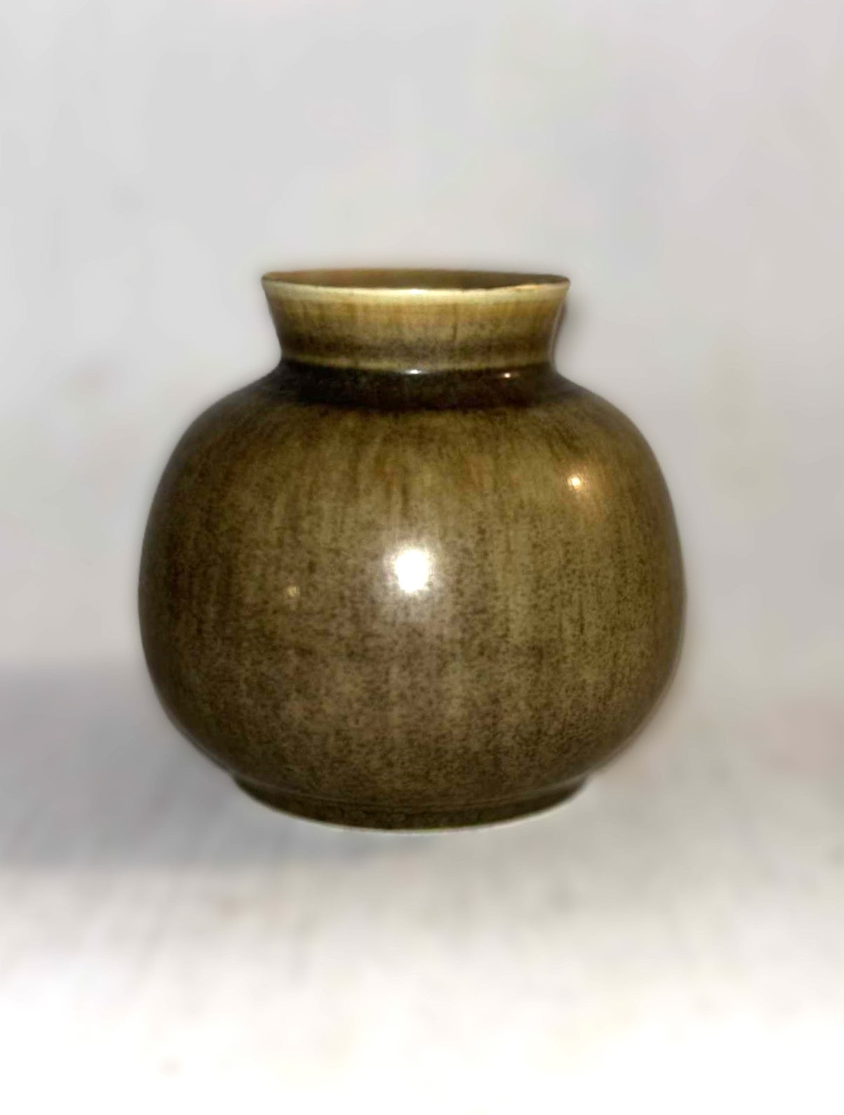 1960年代、デンマーク、パルシュース産の美しい野ウサギの毛皮釉が施されたミッドセンチュリーのストーンウェアの花瓶