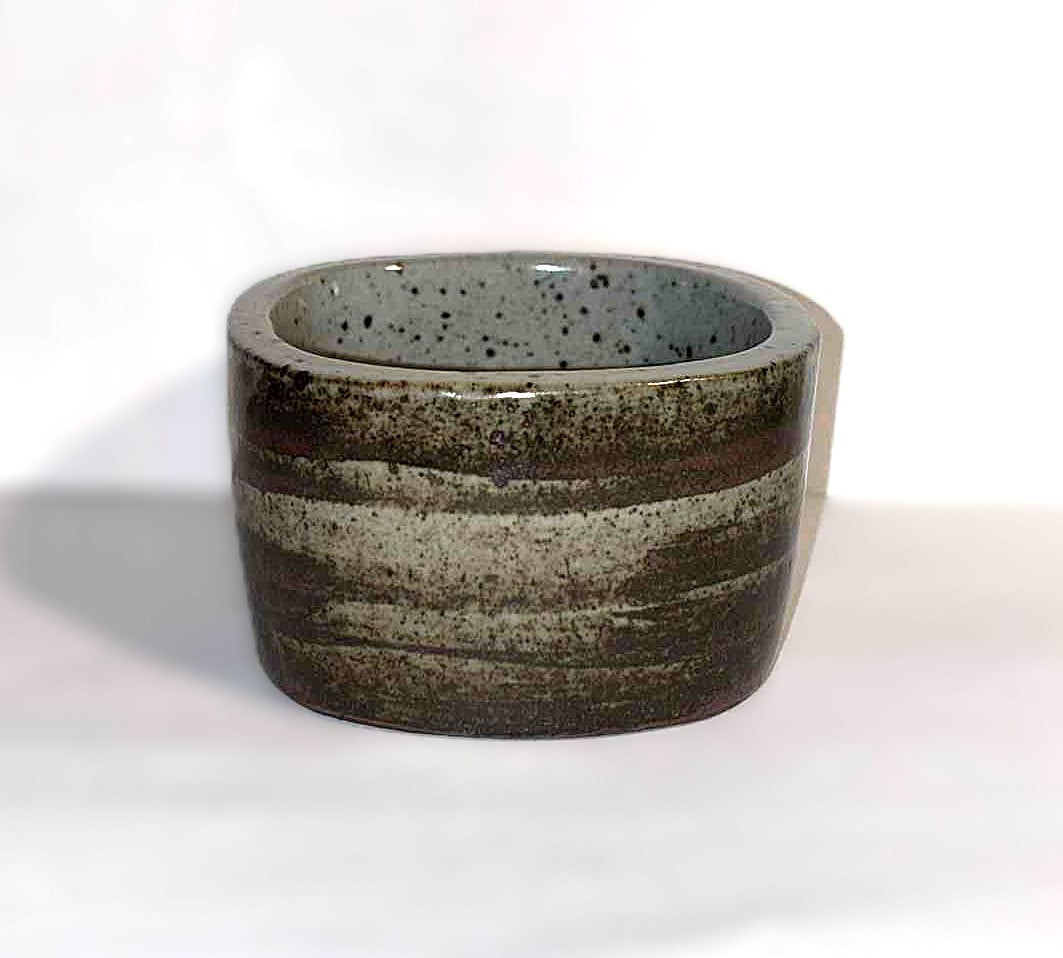 Palshus glazed stoneware bowl in beautiful natural shades, Denmark 1960s