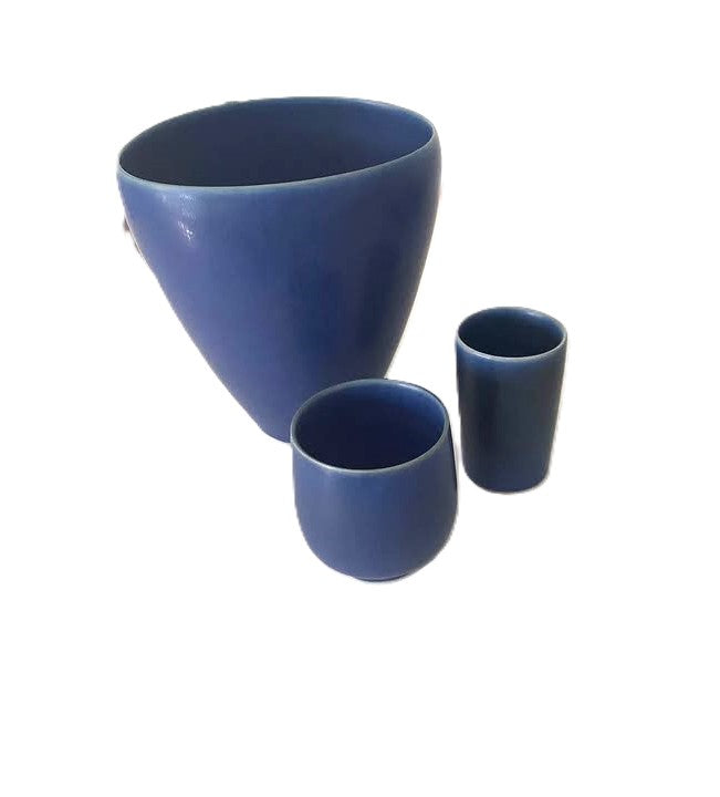 Lot of 3 hare fur glazed vases from Palshus, Denmark 1960s