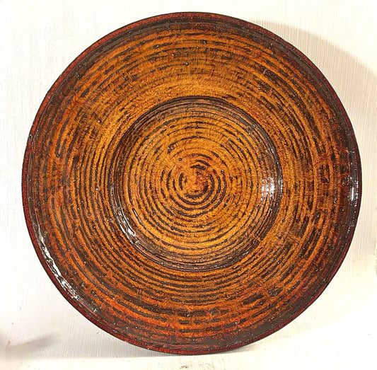 Kæmpe keramikfad udført i blyglasur, design af Niels Erling Heerfordt (1909-1884)