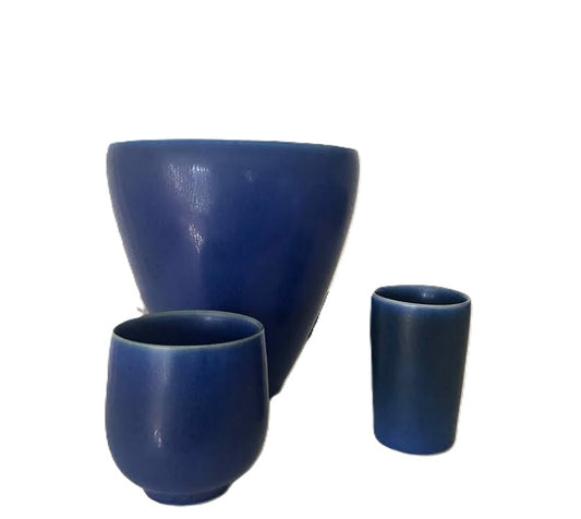 Lot of 3 hare fur glazed vases from Palshus, Denmark 1960s