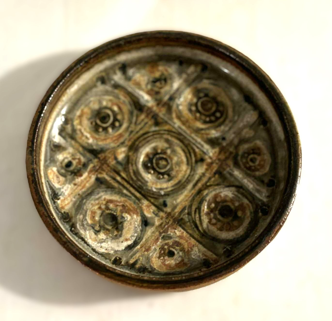 Beautiful vintage rustic stoneware bowl from Riisa ceramics, Denmark 1970s