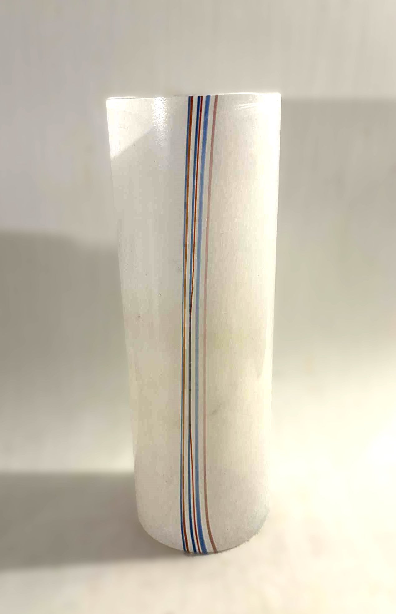 Bertil Vallien for Kosta Boda Rainbow Column Vase, Swedish Glass Art 1970s.