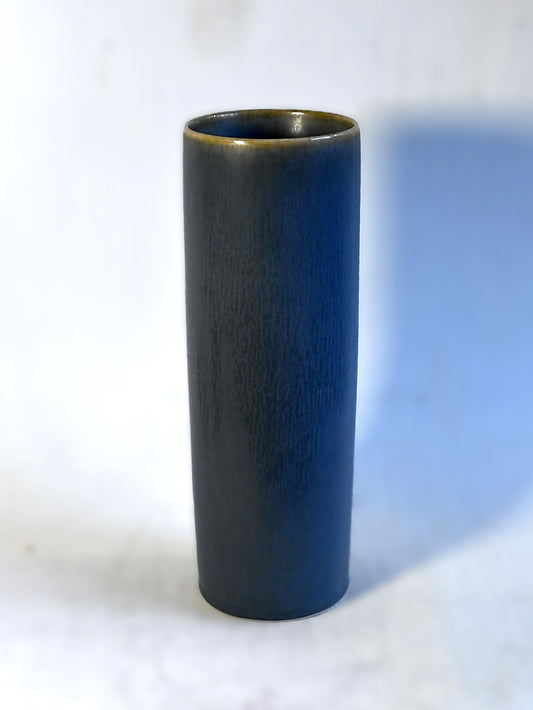 Tall Palshus vase in light blue hare fur glaze, Design by Per Linnemann Schmidt 1960s