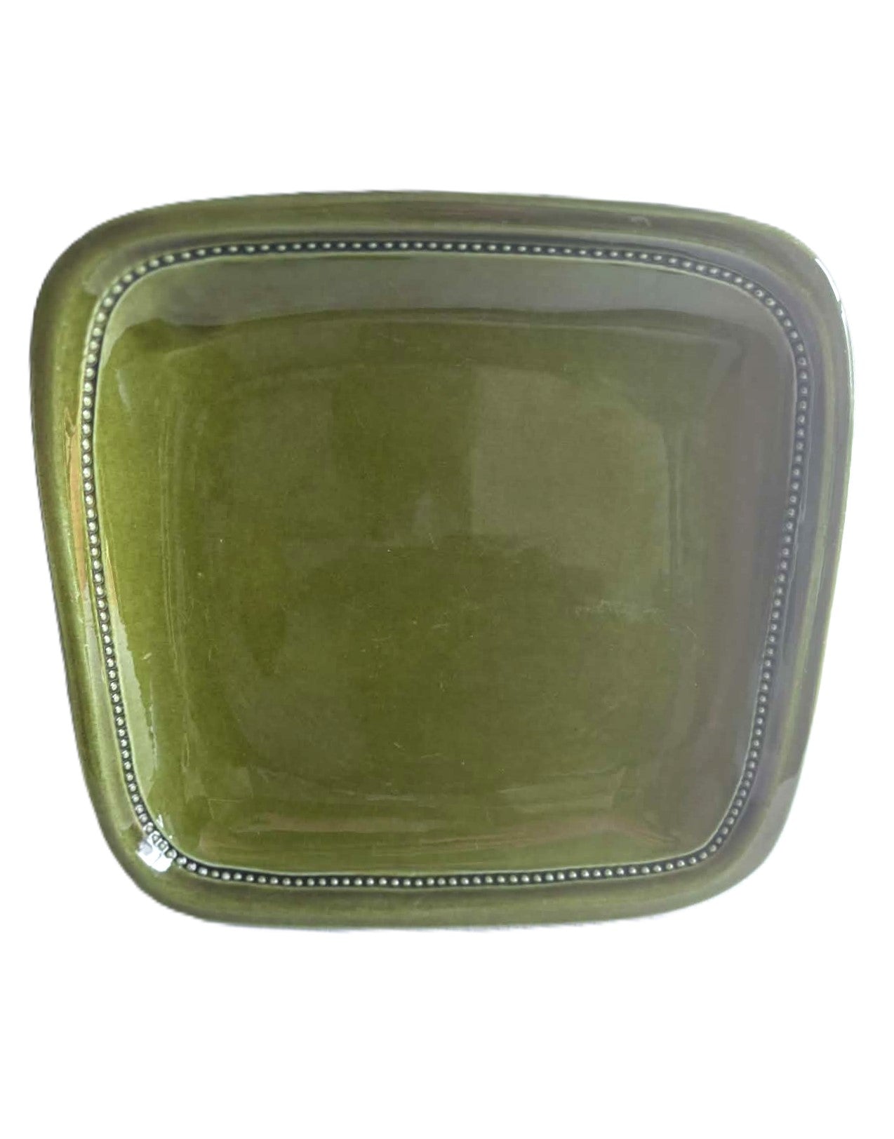 Large square plate in green glazed ceramic, designed by JOHN ANDERSSON 1950/60s
