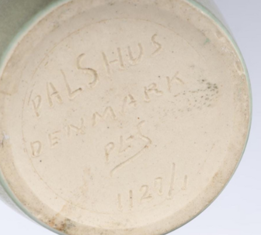 Two large stoneware vases in green hare fur glaze from Palshus, Denmark 1960s