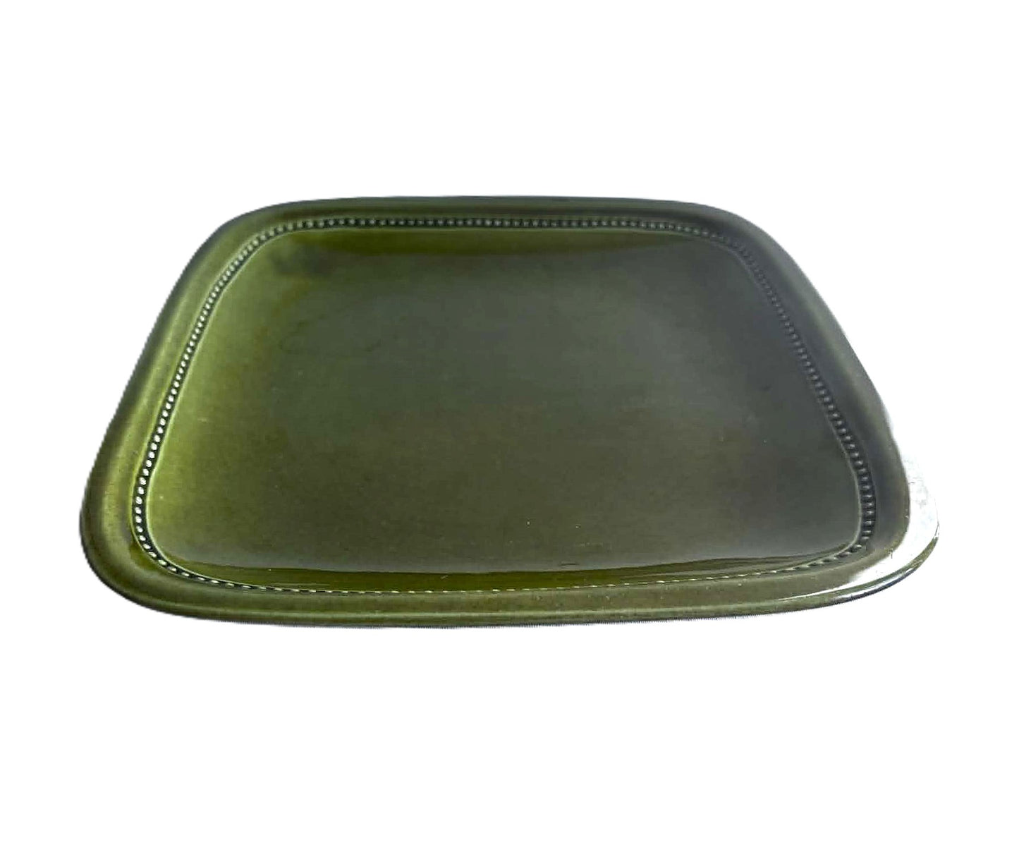 Large square plate in green glazed ceramic, designed by JOHN ANDERSSON 1950/60s