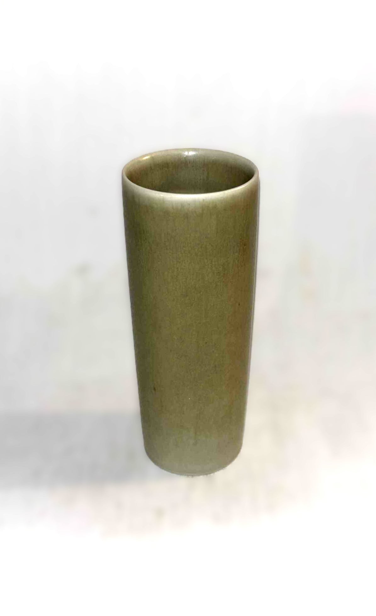 Mid-Century stoneware vase in Lime Green Hare Fur Glaze from Palshus, Denmark 1960s
