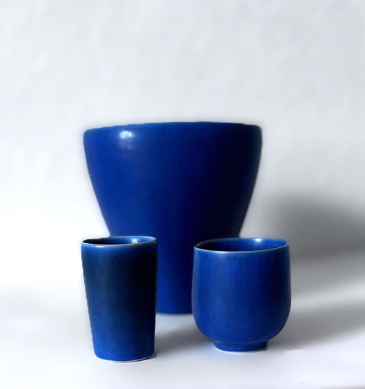 Lot of 3 hare fur glazed vases from Palshus, Denmark 1960s