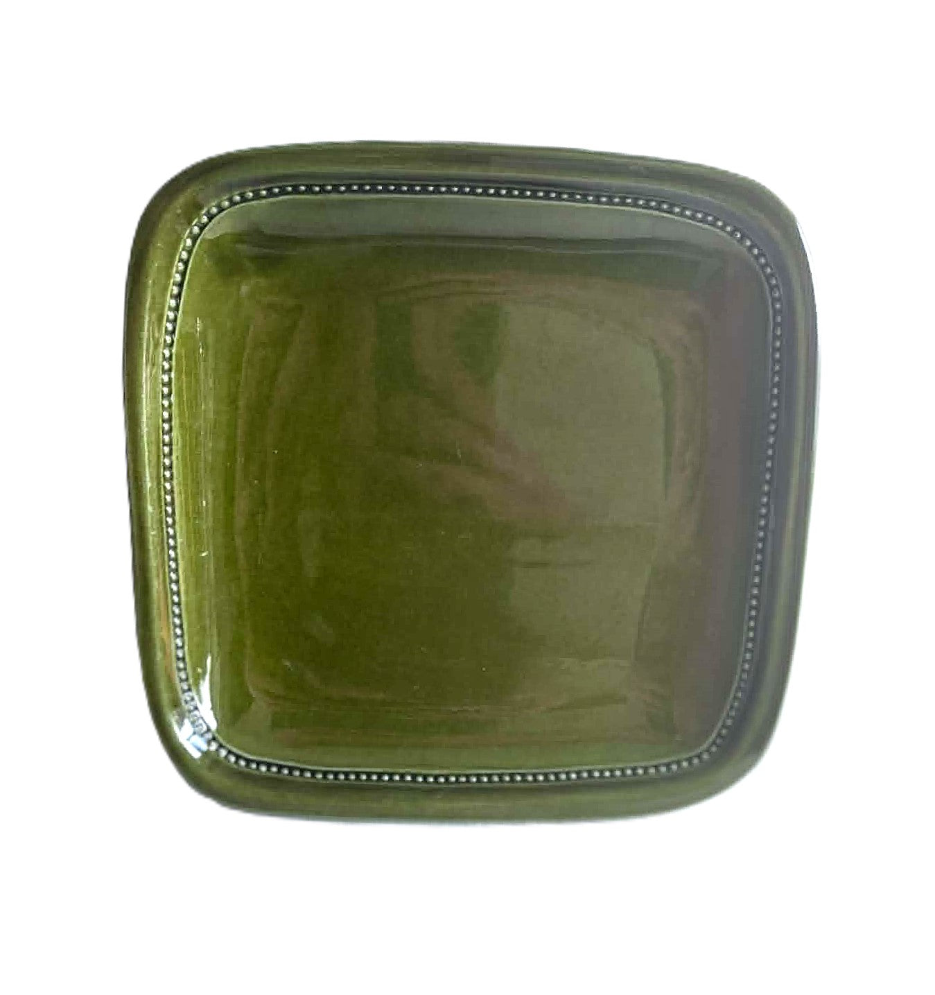Large square plate in green glazed ceramic, designed by JOHN ANDERSSON 1950/60s