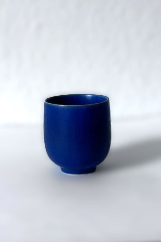 Small chubby Palshus vase in Cobalt Blue Hare Fur Glaze, Denmark 1960s