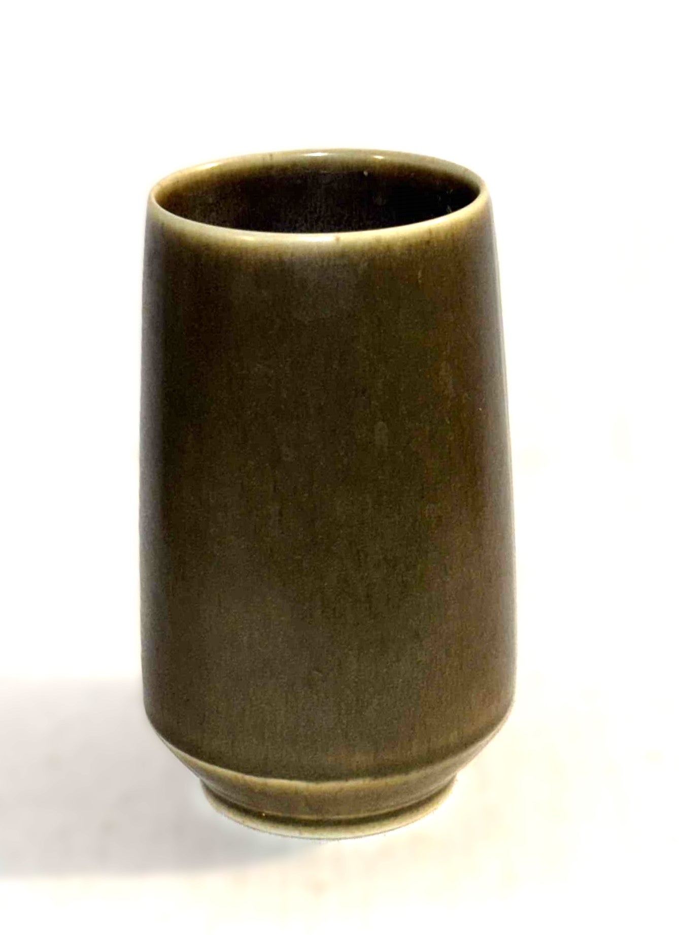 1960年代、デンマーク、パルシュース産の緑色の野ウサギの毛皮釉を施したミッドセンチュリーのストーンウェアの花瓶