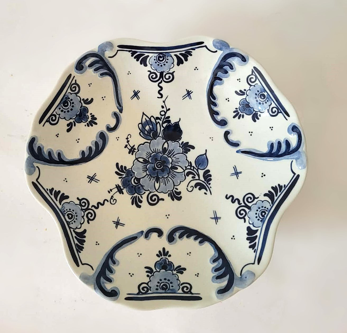 Vintage Royal Dutch Goedewaagen-skål i Delft-blå, håndmalet skål