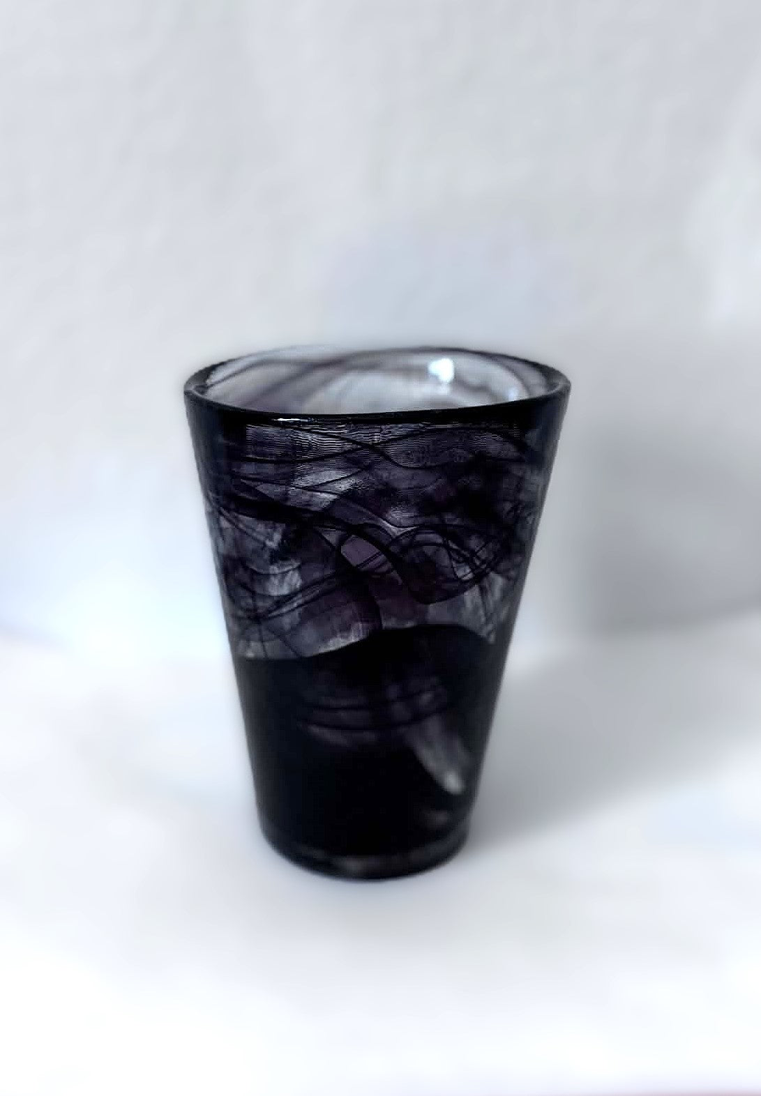 Kosta Boda Hand-Painted Fuchsia Art Glass Vase, Sweden 1970s