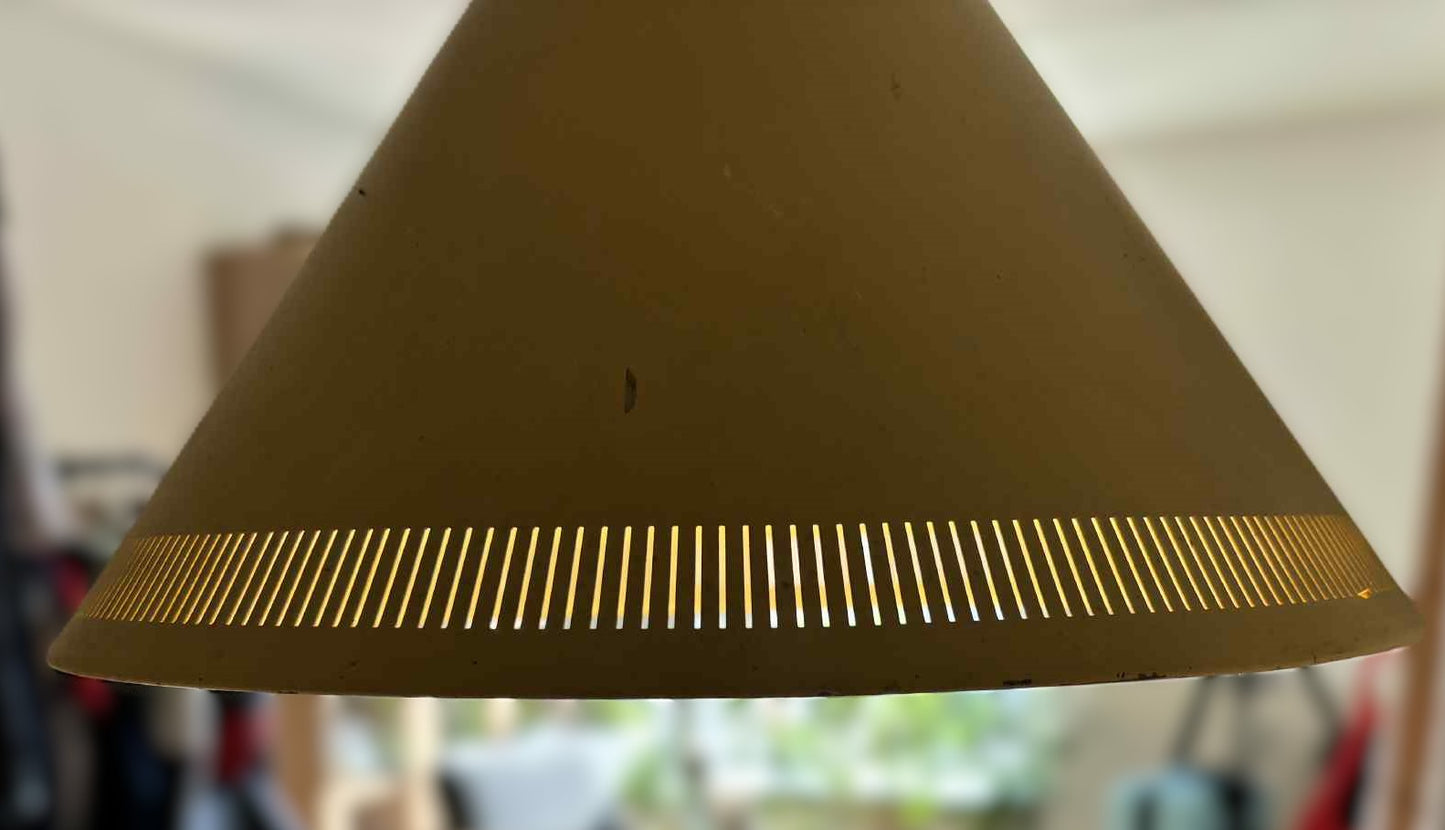 Bent Karlby “Keglen”, hoist pendant with shade of perforated gold-lacquered metal - no. 22544452