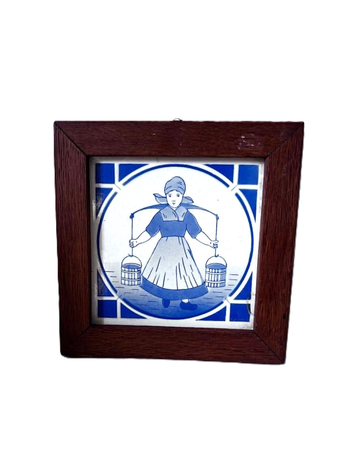 Antique tile with a Dutch milkmaid number C31 - 20th century
