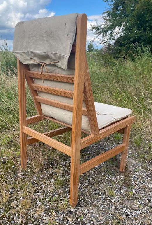Bernt Petersen chair in pine and canvas, model Kludestol - no. 08020
