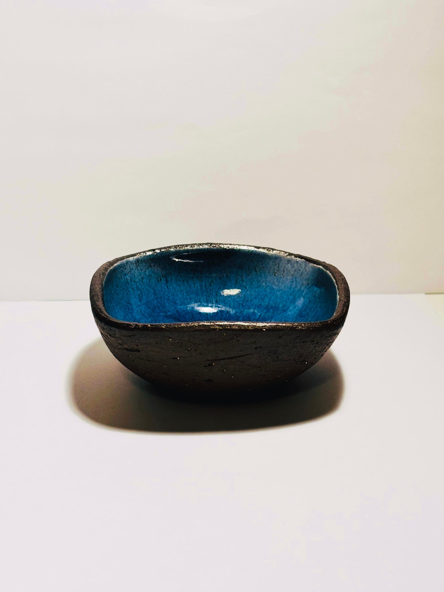 Vintage Scandinavian Blue Ceramic Square Bowl from Michael Andersen & Son