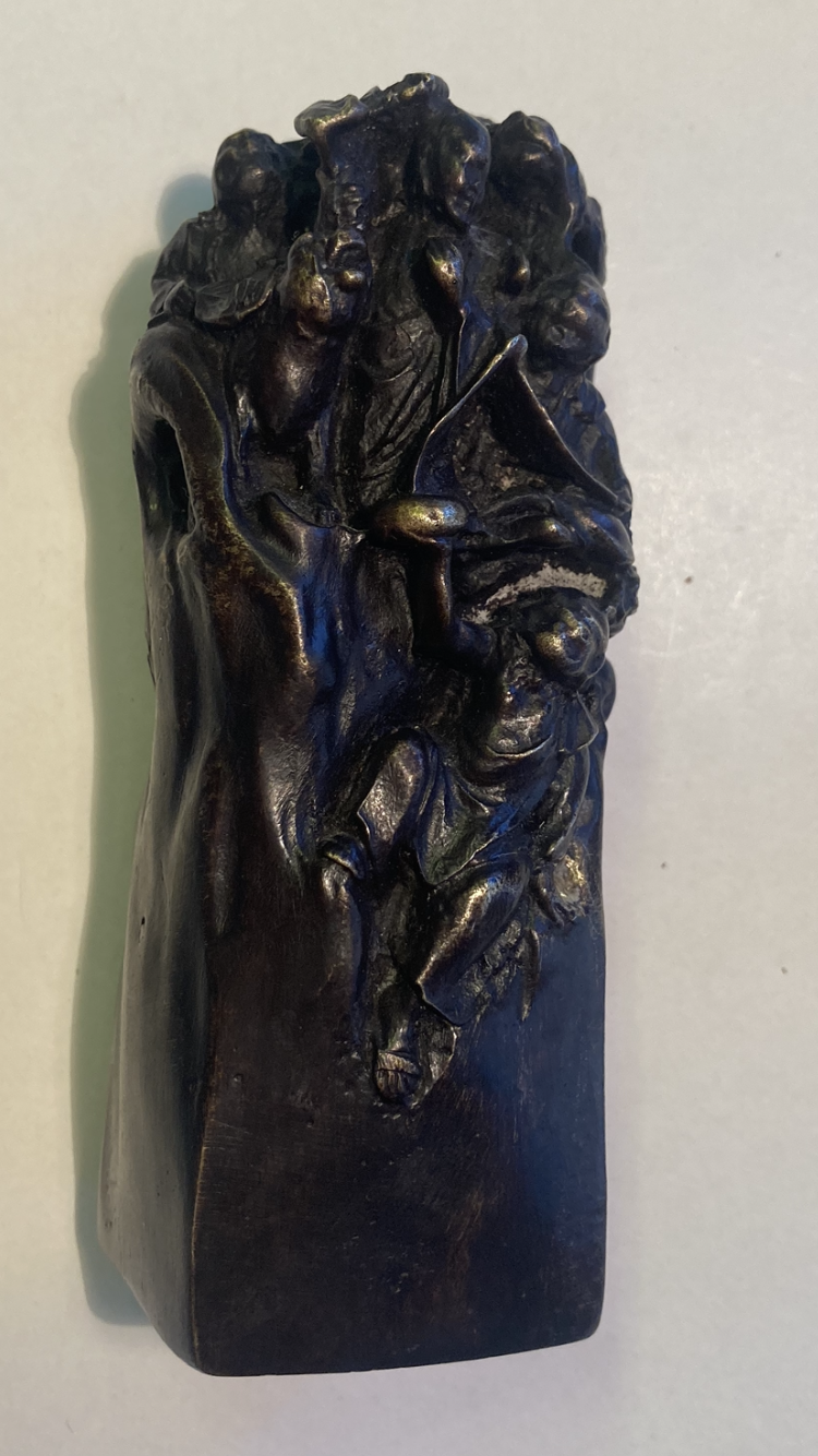 C. F. Woerffel patineret bronze figur, fra 1800 tallet, "Munke på bjerg"- nr. 01095