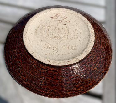 A medium and rare glazed stoneware dish from Palshus, Denmark 1960s