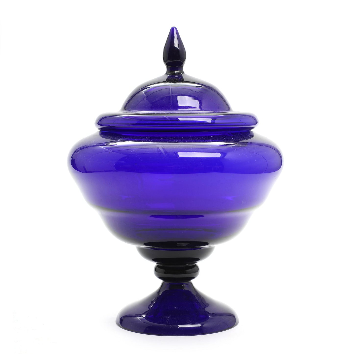 Antique German cobalt blue glass potpourri jar from Theresienthal Glaswerke, Bavaria