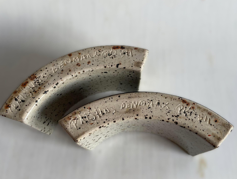 Per Linnemann-Schmidt for Palshus, Denmark. Three-piece rare stoneware vase set made in a semi-circular shape