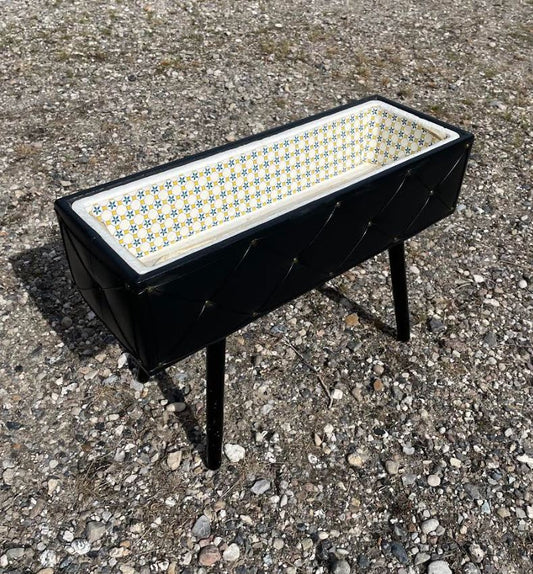 Vintage flower box in faux leather and flamingo trim - no. 07020