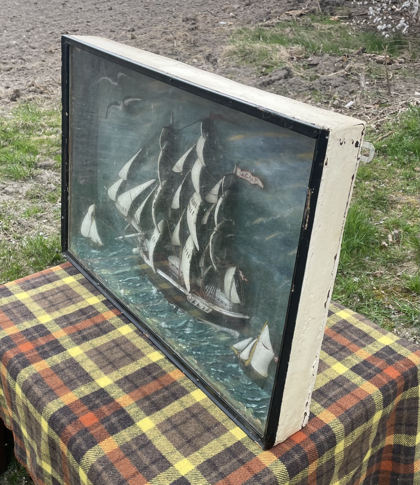 Diorama art, half-model sailing ship “Dagmar” from the 1940s - no. 850825