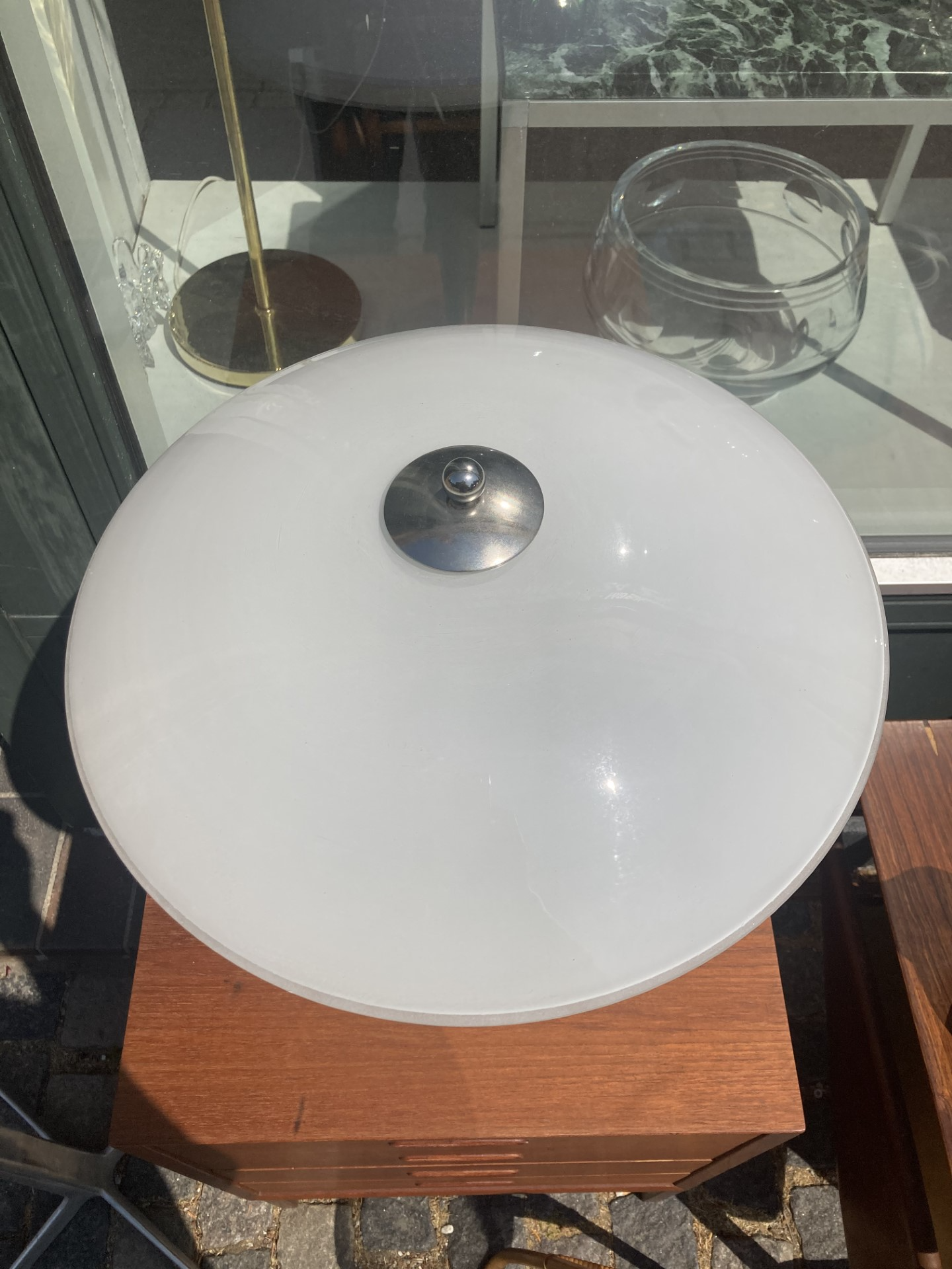 Flot glas bordlampe, made in France - nr. 0202