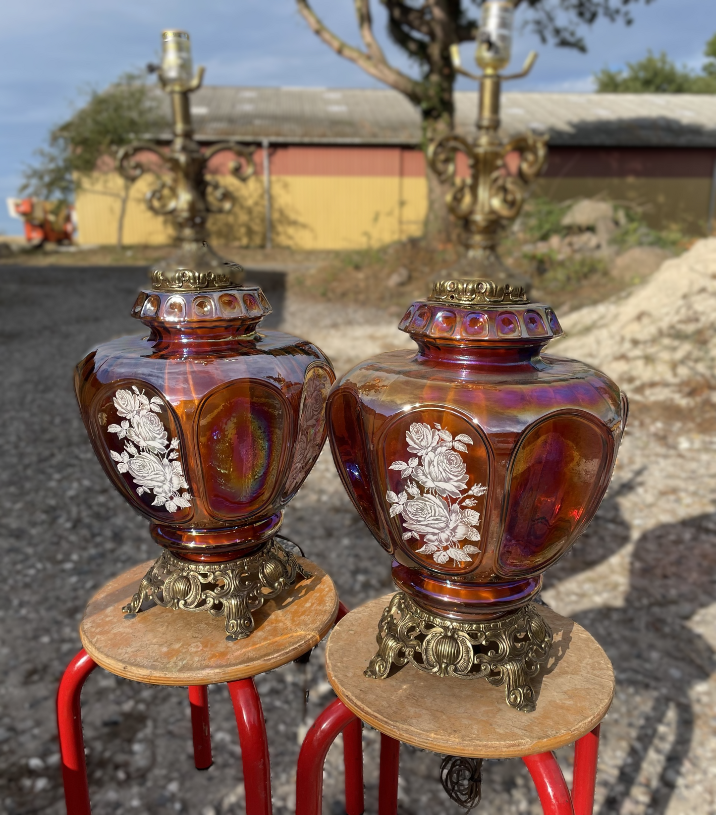 2 large glass table lamps (without shades) unknown design - no. 57546461