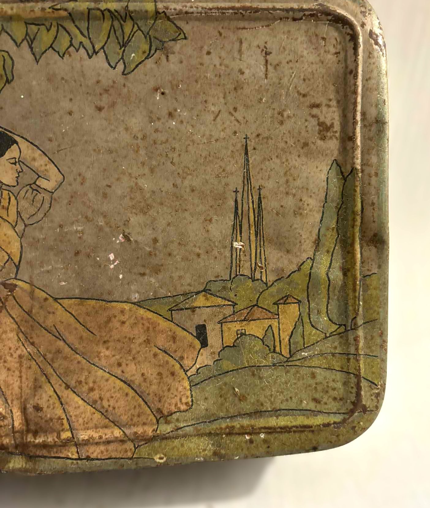 Smuk antik Art Deco tinboks fra 1930erne